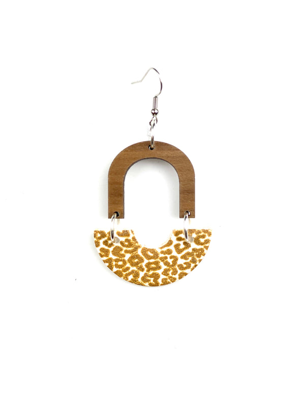 Leopard Print Arch Half Circle Clay Earrings