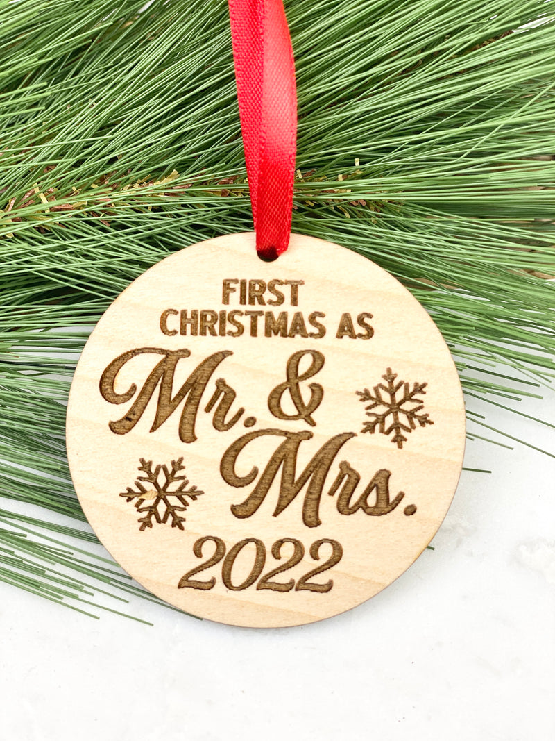 First Christmas as Mr & Mrs Wood Ornament