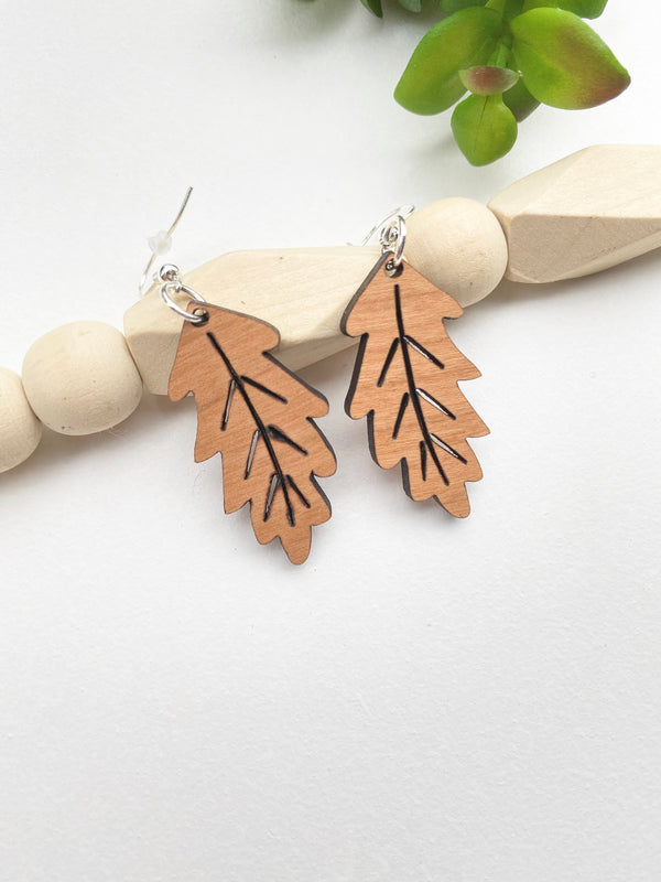 Lightweight Fall Earrings Leaf Dangle Hook Earrings Wood Cutout Leaf Drop Earrings Christmas Gift for Teachers
