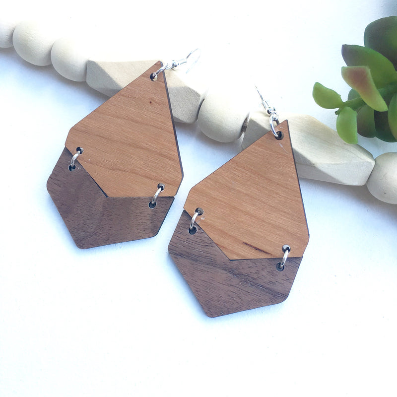 Large Geometric Dangle Earrings, Free Shipping, Light Weight Earrings, Birthday Gift for a Friend