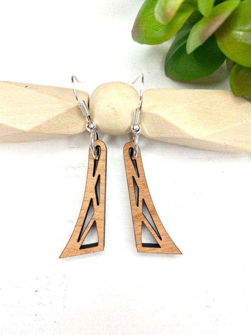 Statement Earrings, Art Nouveau, Art Deco Jewelry, Wood Dangle Earrings, Best Friend Gift