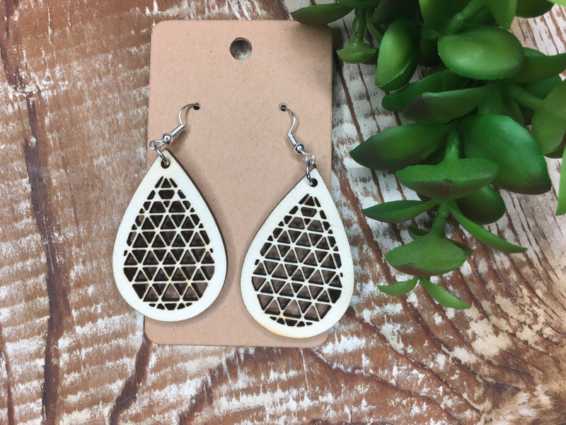 Geometric Drop Earrings, Wooden Dangle Lightweight Earrings, Jewelry for Mother's Day