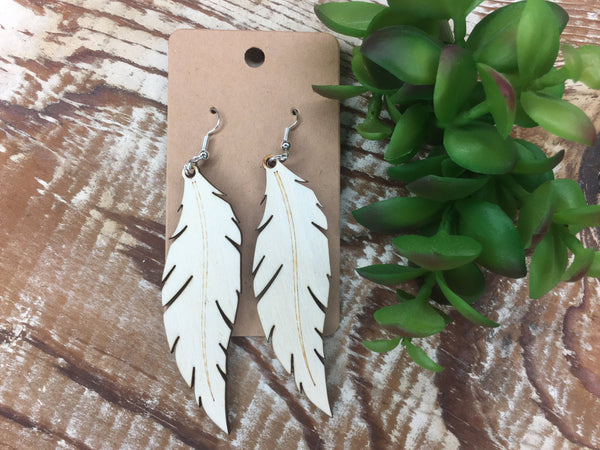 Lightweight Feather Earrings, Dangle Wood Earrings, Birthday Gift for Mother's Day