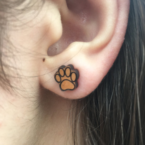 Dog Lover Earrings, Dog Paws Jewelry, Bear Paw Earring, Post Earring, Stud Earring, Lightweight Earring, Mother's Day Gift