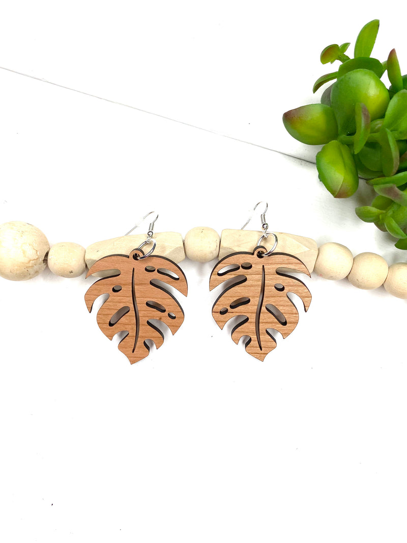 Monstera Leaf Drop Earring, Tropical Leaf Dangle Earrings, Oversized Statement Earring, Tropical Island Vacation