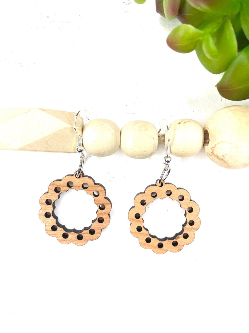 Circle Cutout Dangle Earring, Boho Earring, Round Cut Out Drop Earring, Christmas Gift for Teacher